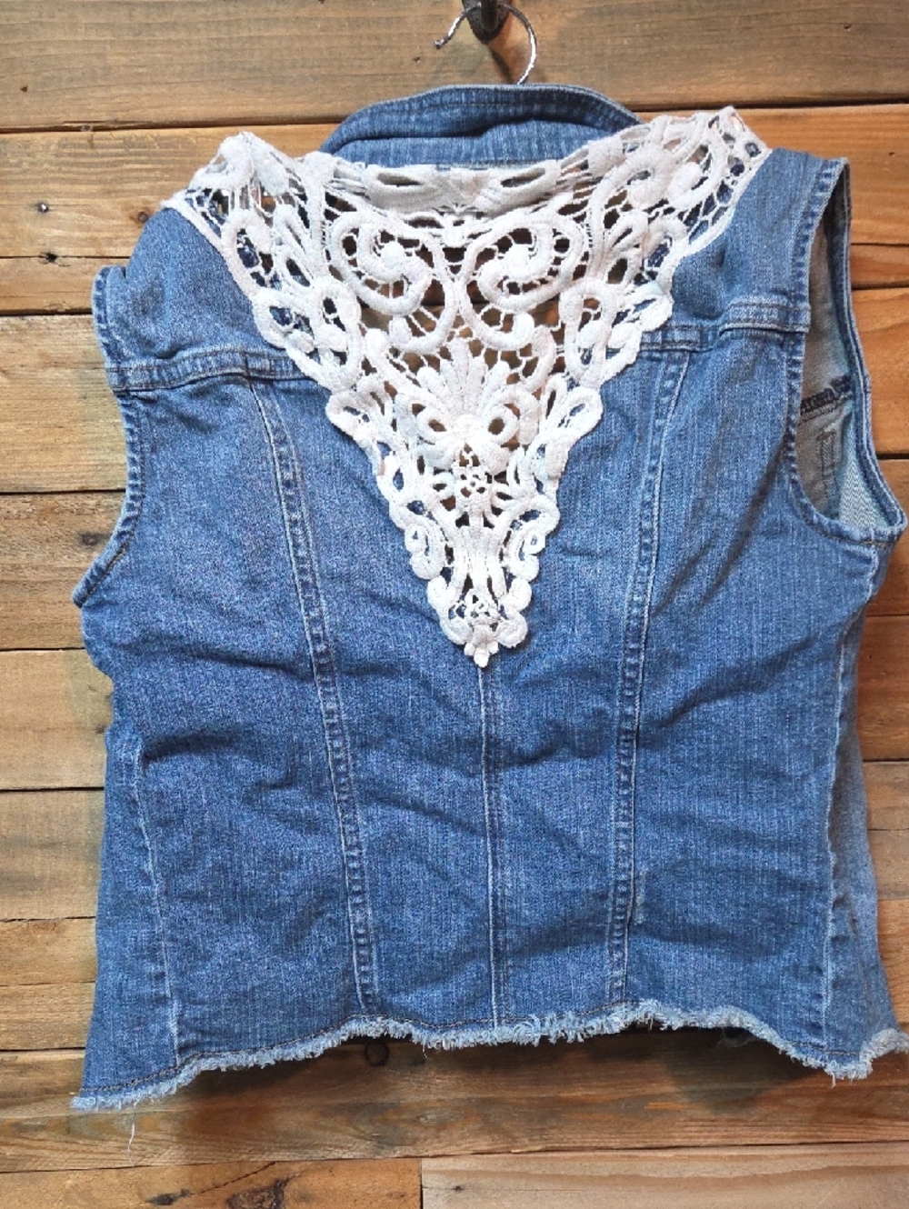 Denim Blue Crochet-Back Sleeveless Jacket - Women - Picture 2 of 2